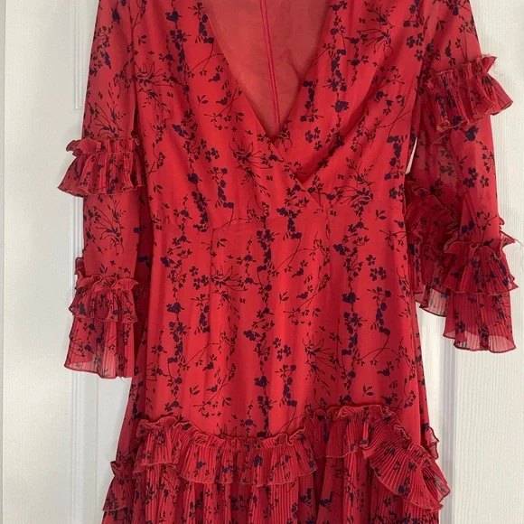 Red Ruffled V-Neck Sundress - Picture 1 of 3